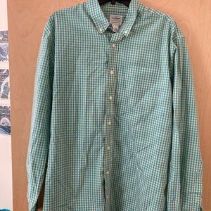 L.L. Bean Blue and Yellow Casual Button Down Shirt with Checkered Pattern